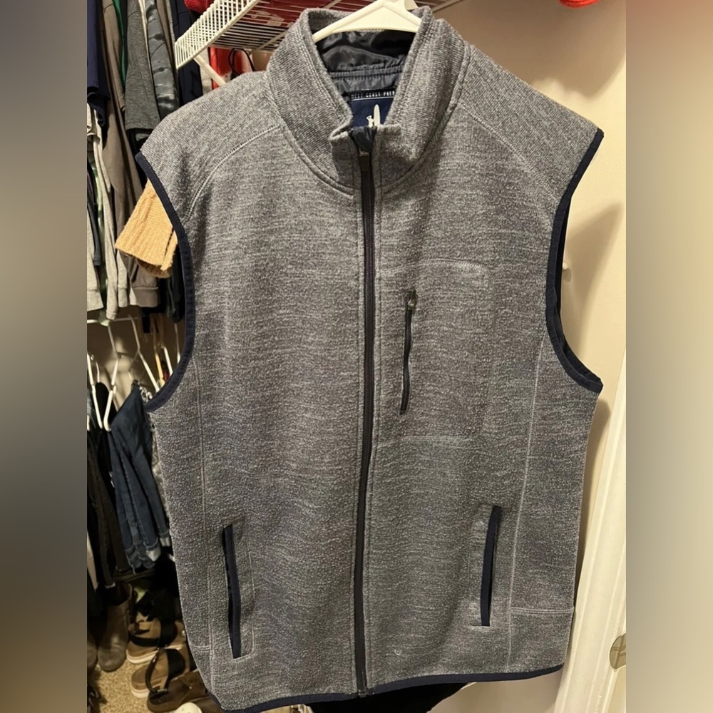 Johnnie O Mens Vest West Coast Prep Full Zip Fleece Vest Size Large